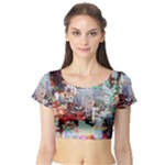 Digital Computer Technology Office Information Modern Media Web Connection Art Creatively Colorful C Short Sleeve Crop Top