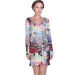 Digital Computer Technology Office Information Modern Media Web Connection Art Creatively Colorful C Long Sleeve Nightdress