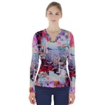 Digital Computer Technology Office Information Modern Media Web Connection Art Creatively Colorful C V-Neck Long Sleeve Top