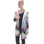 Digital Computer Technology Office Information Modern Media Web Connection Art Creatively Colorful C Longline Hooded Cardigan