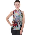 Digital Computer Technology Office Information Modern Media Web Connection Art Creatively Colorful C Mock Neck Chiffon Sleeveless Top