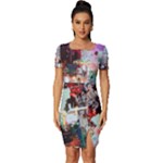 Digital Computer Technology Office Information Modern Media Web Connection Art Creatively Colorful C Fitted Knot Split End Bodycon Dress