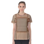 Wooden Wickerwork Texture Square Pattern Women s Cotton T-Shirt