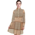 Wooden Wickerwork Texture Square Pattern Long Sleeve Chiffon Shirt Dress