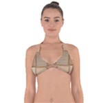 Wooden Wickerwork Texture Square Pattern Halter Neck Bikini Top