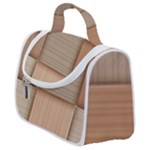 Wooden Wickerwork Texture Square Pattern Satchel Handbag