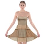 Wooden Wickerwork Texture Square Pattern Strapless Bra Top Dress