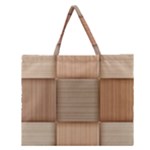 Wooden Wickerwork Texture Square Pattern Zipper Large Tote Bag