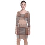 Wooden Wickerwork Texture Square Pattern Top and Skirt Sets