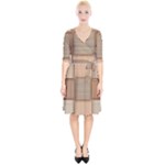 Wooden Wickerwork Texture Square Pattern Wrap Up Cocktail Dress
