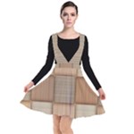 Wooden Wickerwork Texture Square Pattern Plunge Pinafore Dress