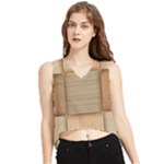 Wooden Wickerwork Texture Square Pattern V-Neck Cropped Tank Top