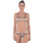 Wooden Wickerwork Texture Square Pattern Criss Cross Bikini Set