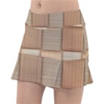Wooden Wickerwork Texture Square Pattern Classic Tennis Skirt