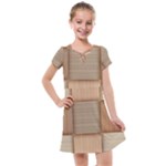 Wooden Wickerwork Texture Square Pattern Kids  Cross Web Dress