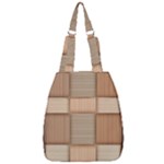 Wooden Wickerwork Texture Square Pattern Center Zip Backpack