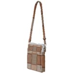 Wooden Wickerwork Texture Square Pattern Multi Function Travel Bag