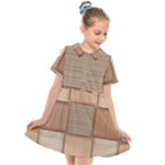 Wooden Wickerwork Texture Square Pattern Kids  Short Sleeve Shirt Dress