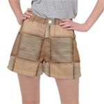 Wooden Wickerwork Texture Square Pattern Women s Ripstop Shorts