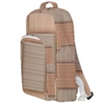 Wooden Wickerwork Texture Square Pattern Double Compartment Backpack