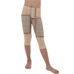 Wooden Wickerwork Texture Square Pattern Kids  Lightweight Velour Capri Leggings 