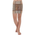 Wooden Wickerwork Texture Square Pattern Kids  Lightweight Velour Capri Yoga Leggings
