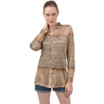 Wooden Wickerwork Texture Square Pattern Long Sleeve Satin Shirt