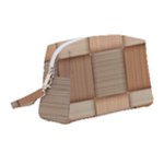 Wooden Wickerwork Texture Square Pattern Wristlet Pouch Bag (Medium)
