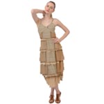 Wooden Wickerwork Texture Square Pattern Layered Bottom Dress