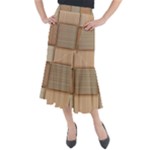 Wooden Wickerwork Texture Square Pattern Midi Mermaid Skirt