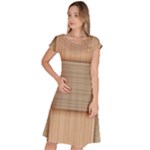 Wooden Wickerwork Texture Square Pattern Classic Short Sleeve Dress