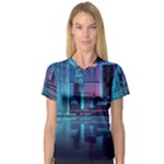 Digital Art Artwork Illustration Vector Buiding City V-Neck Sport Mesh T-Shirt