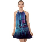 Digital Art Artwork Illustration Vector Buiding City Halter Tie Back Chiffon Dress