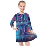 Digital Art Artwork Illustration Vector Buiding City Kids  Quarter Sleeve Shirt Dress