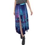 Digital Art Artwork Illustration Vector Buiding City Velour Split Maxi Skirt
