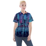 Digital Art Artwork Illustration Vector Buiding City Women s Short Sleeve Pocket Shirt