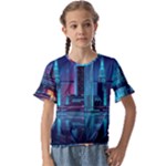 Digital Art Artwork Illustration Vector Buiding City Kids  Cuff Sleeve Scrunch Bottom T-Shirt