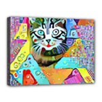 Kitten Cat Pet Animal Adorable Fluffy Cute Kitty Canvas 16  x 12  (Stretched)