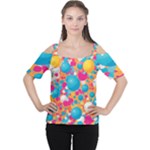 Circles Art Seamless Repeat Bright Colors Colorful Cutout Shoulder T-Shirt