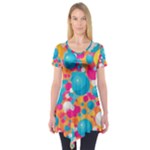 Circles Art Seamless Repeat Bright Colors Colorful Short Sleeve Tunic 