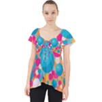 Circles Art Seamless Repeat Bright Colors Colorful Lace Front Dolly Top