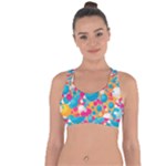 Circles Art Seamless Repeat Bright Colors Colorful Cross String Back Sports Bra