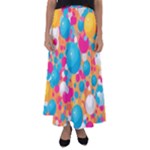 Circles Art Seamless Repeat Bright Colors Colorful Flared Maxi Skirt