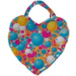 Circles Art Seamless Repeat Bright Colors Colorful Giant Heart Shaped Tote