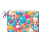 Circles Art Seamless Repeat Bright Colors Colorful Canvas Cosmetic Bag (Large)