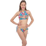 Circles Art Seamless Repeat Bright Colors Colorful Cross Front Halter Bikini Set