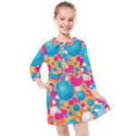 Circles Art Seamless Repeat Bright Colors Colorful Kids  Quarter Sleeve Shirt Dress