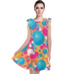 Circles Art Seamless Repeat Bright Colors Colorful Tie Up Tunic Dress