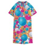 Circles Art Seamless Repeat Bright Colors Colorful Kids  Boyleg Half Suit Swimwear