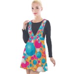 Circles Art Seamless Repeat Bright Colors Colorful Plunge Pinafore Velour Dress